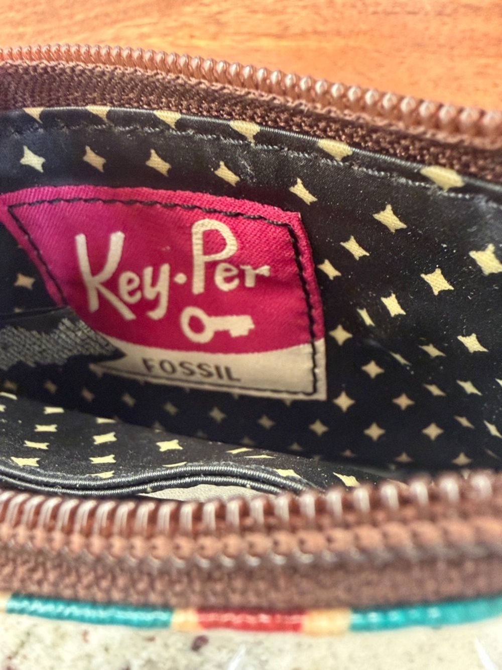 Fossil Key-per Teal Multicolor Key Pouch - Picture 7 of 7
